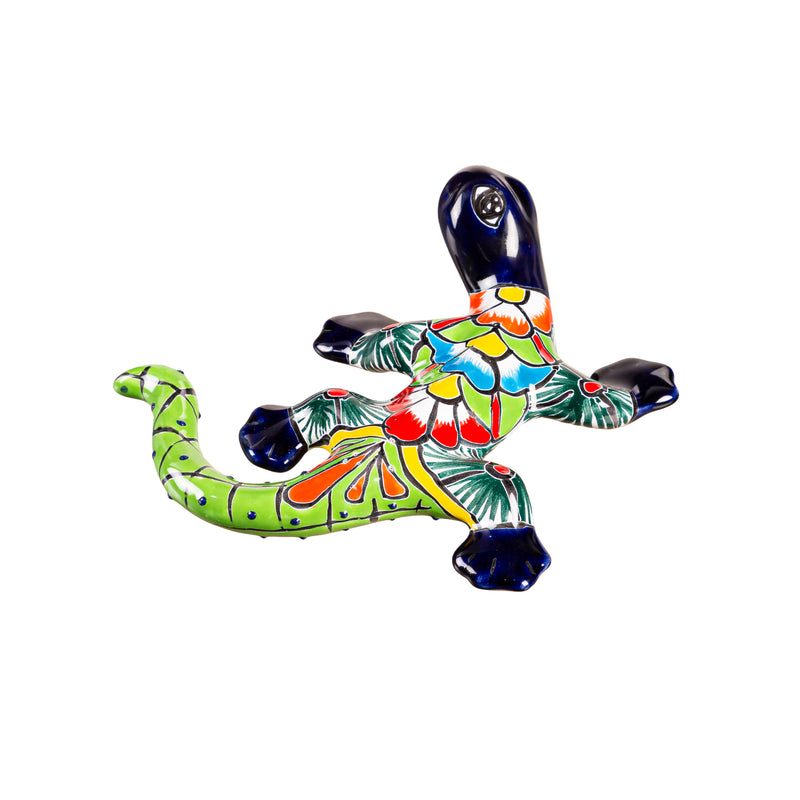 Evergreen Statuary,Talavera Ceramic Gecko Statuary,9x7.6x3.35 Inches