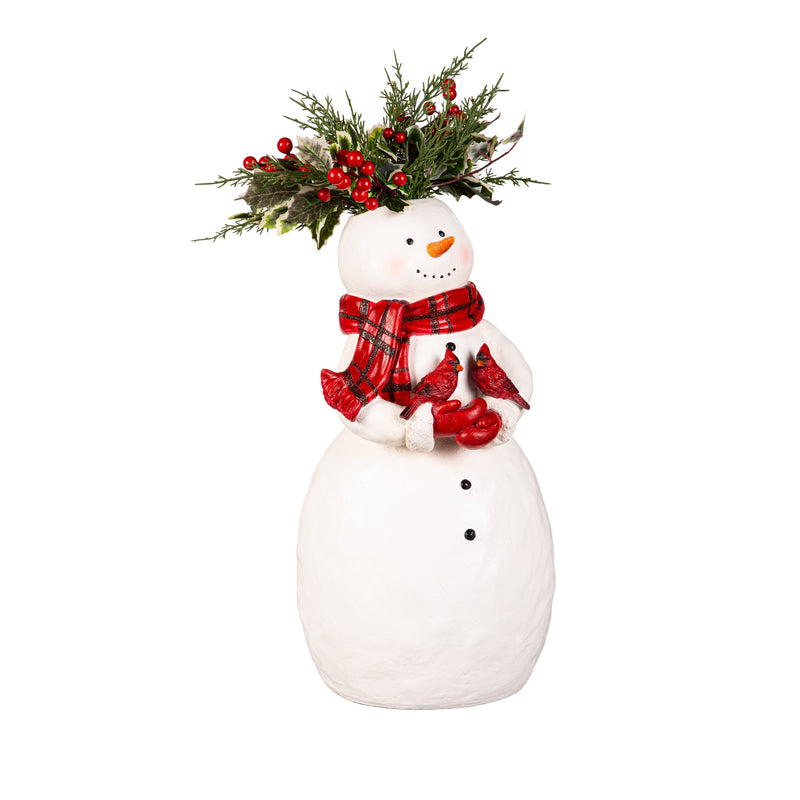 Resin Snowman Statuary With Artificial Top,84g5341