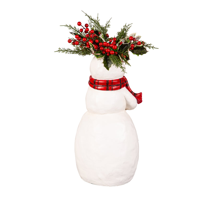 Resin Snowman Statuary With Artificial Top,84g5341