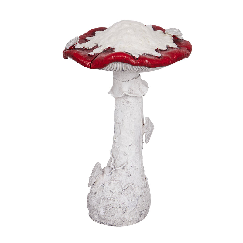 Snowy Red Cap Mushroom With Moths Statue,84g5357