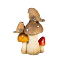 Resin Bird Sitting On Mushroom Statue, 5"H