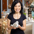 Resin Stone Birds With Pebble Wings Statue, 5"H