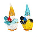 Resin Gnoms Riding On Bird Statue, 8"H
