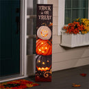 LED Trick-or-Treat Porch Leaner with Jack O'Lantern Pumpkins, 44" H