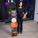 LED Trick-or-Treat Porch Leaner with Jack O'Lantern Pumpkins, 44" H