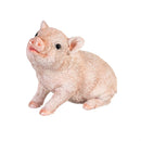 Petal & Plow Garden Statue, Resin Happy Pig Statue, 5"H