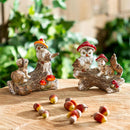 Resin Mushroom Animals Statue, 5"H