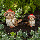 Resin Mushroom Birds Statue Set, 7"H