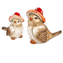 Resin Mushroom Birds Statue Set, 7"H