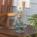 Blue Transparent Vase with Pot-Shaped Terracotta Top