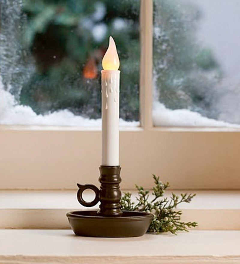 Evergreen Home Accents,Battery-Operated Single Window LED Window Candle - Bronze,4x2.48x9.6 Inches