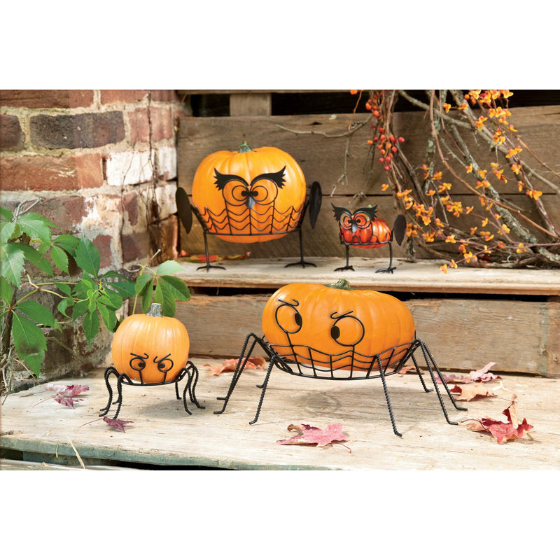 Evergreen Statuary,Set Of 2 Owl Pumpkin Holders,11x10x8.25 Inches