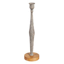 Metal Candlestick Holder with Wood Base, Set of 3