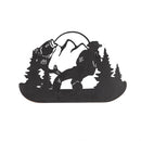 Metal and Wood Mountain Wall Décor with Hooks