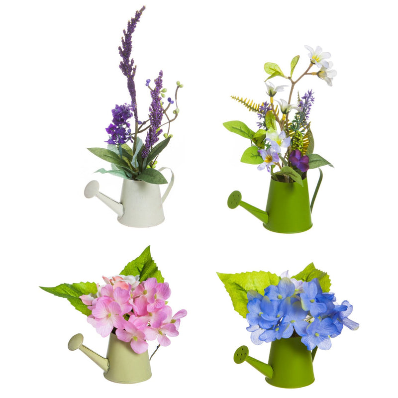 Mini Florals in Garden Watering Can, 4 ASST,8flp072