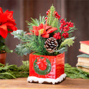 Poinsettia and Berries Artificial in Chimney Pot