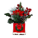 Poinsettia and Berries Artificial in Chimney Pot
