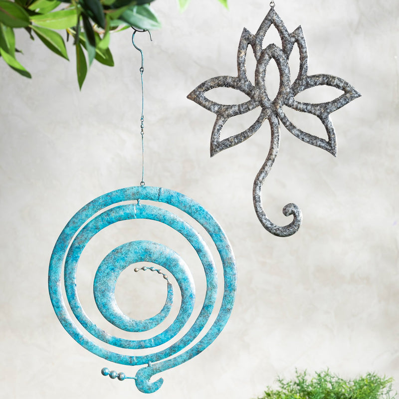 Distressed Blue Hanging Garden Décor,8hdg036