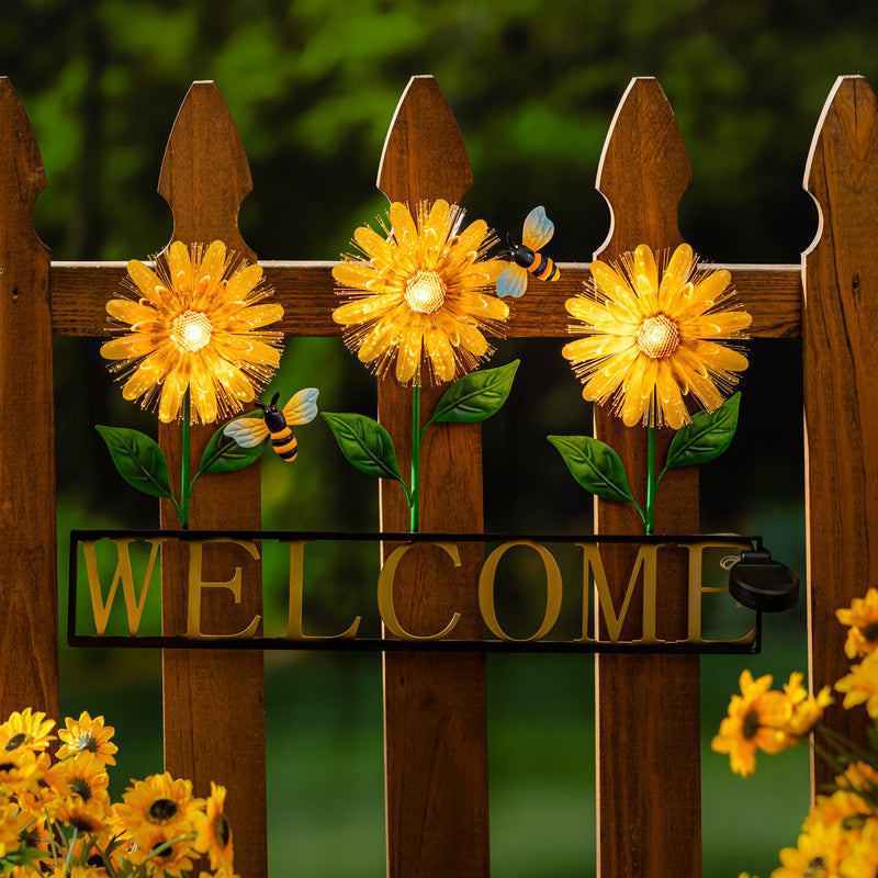 Fiber Optic Metal Sunflower Garden Sign,8hdg066