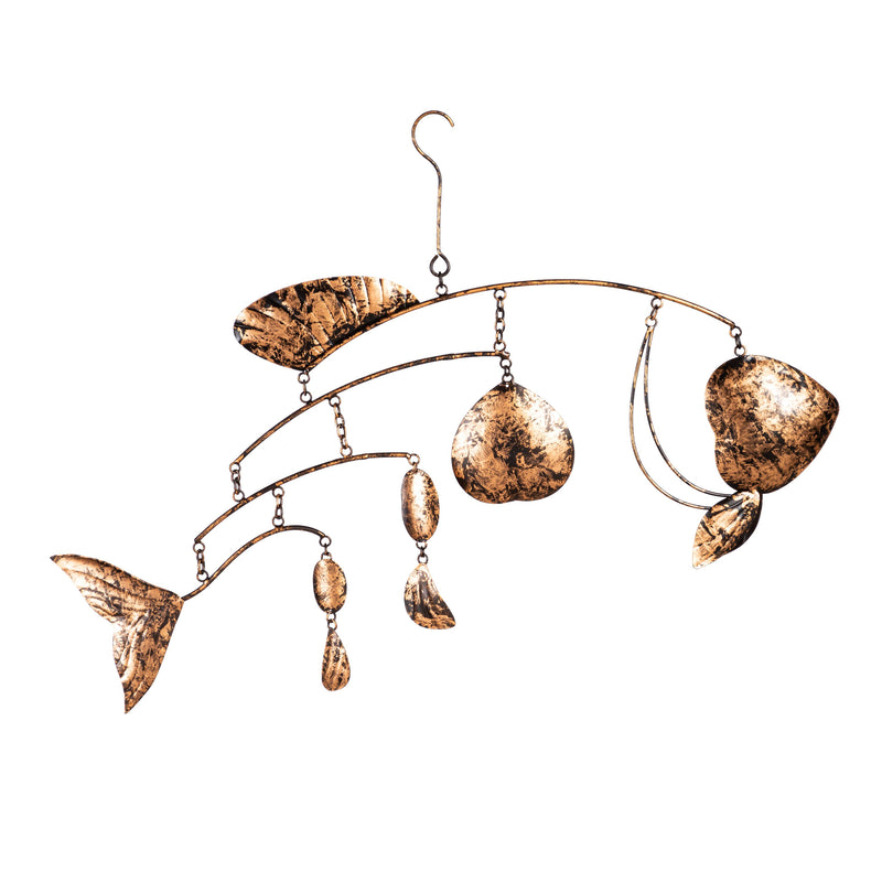 Embossed Copper Fish Mobile Hanging Decor,8hdg067