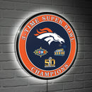 Denver Broncos 3X Superbowl Champions Football Round LED Wall Decor