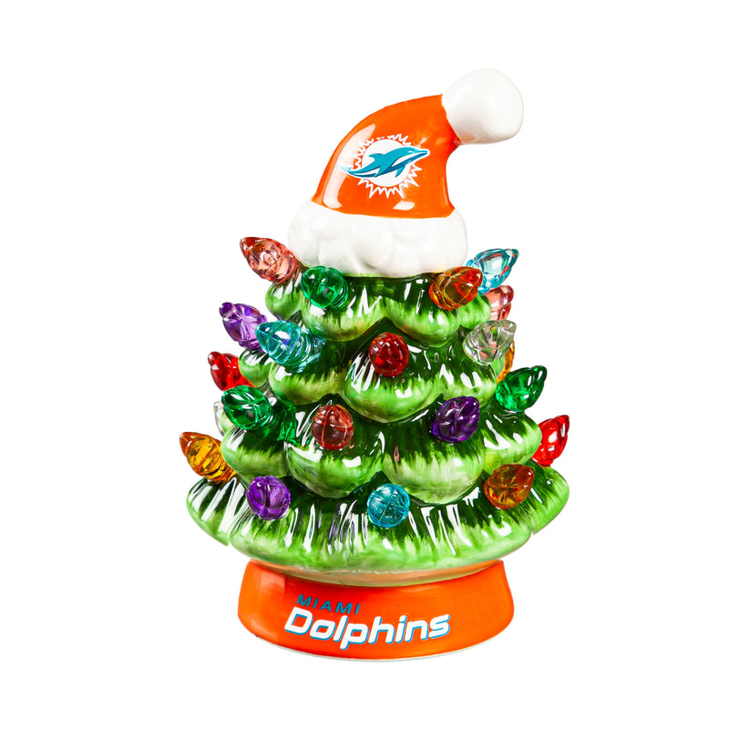 4" Mini LED Tabletop Christmas Tree, Miami Dolphins,8led3816mt