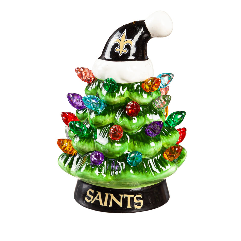 4" Mini LED Tabletop Christmas Tree, New Orleans Saints,8led3819mt