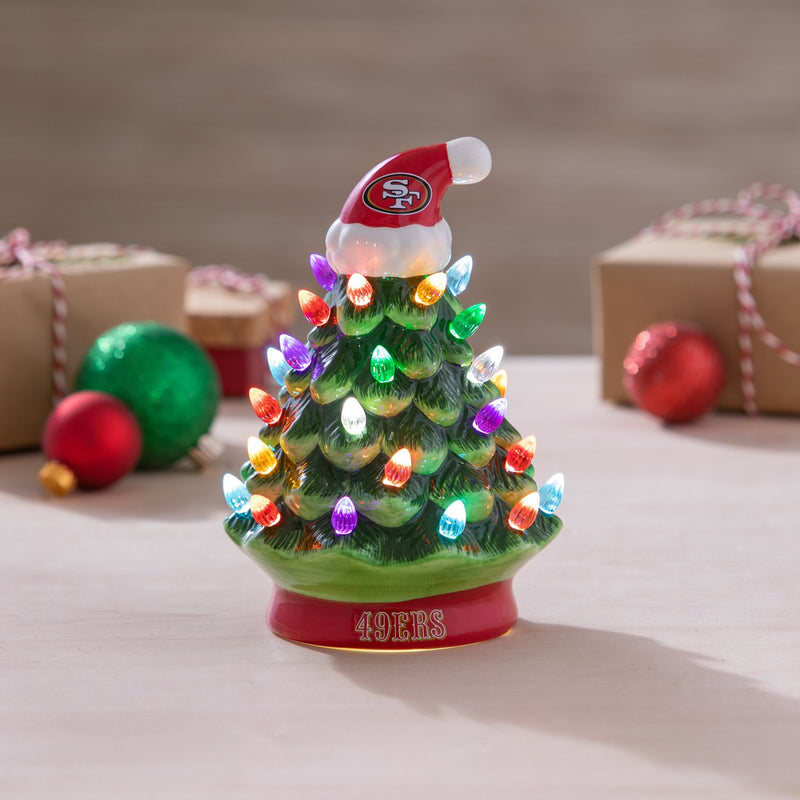 8" LED Ceramic Christmas Tree, San Francisco 49ers,8led3826t