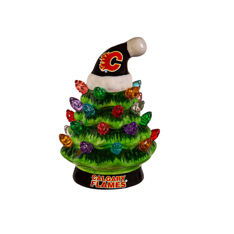 4" Mini LED Tabletop Christmas Tree, Calgary Flames,8led4353mt