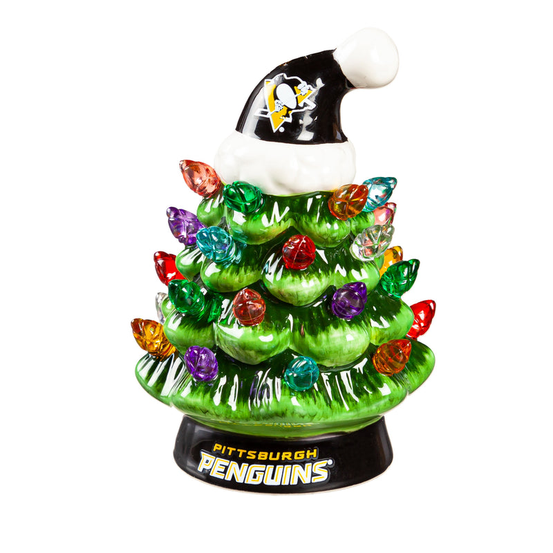 4" Mini LED Tabletop Christmas Tree, Pittsburgh Penguins,8led4372mt