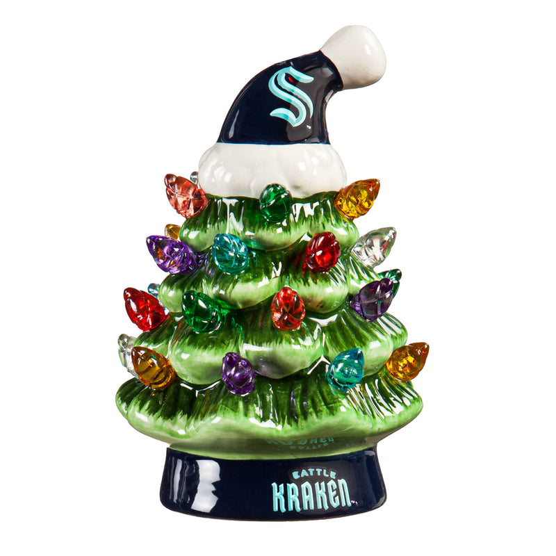 4" Mini LED Tabletop Christmas Tree, Seattle Kraken,8led4381mt