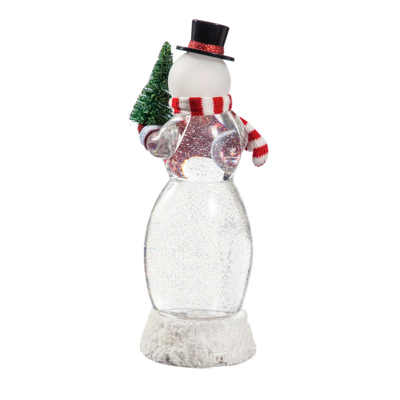 Evergreen Home Accents,13" LED Spinning Water Snowman Tabletop Décor,4.5x4.75x13 Inches