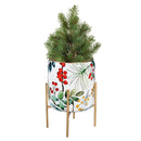 VivaStyle Planter, Printed Metal Planter with Legs, Festive Foliage, 18.7"H
