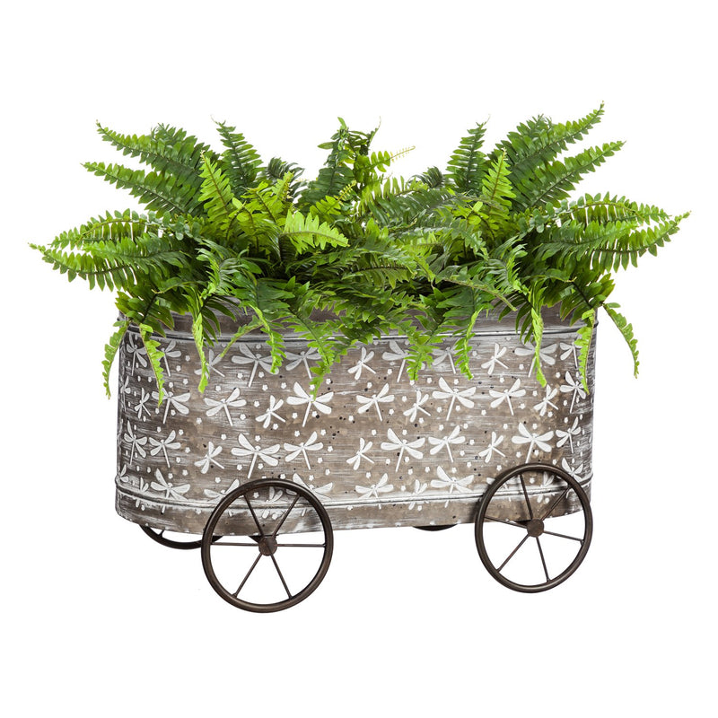 Embossed Metal Planters on Wheels, Set of 2,8pmtl206