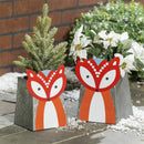 8.7" H Nordic Fox Metal Planter, Set of 2