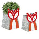 8.7" H Nordic Fox Metal Planter, Set of 2