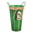 Traditional Santa Planter, Metal Planter, Christmas Bucket with Tag, 9" H, Asst of 3