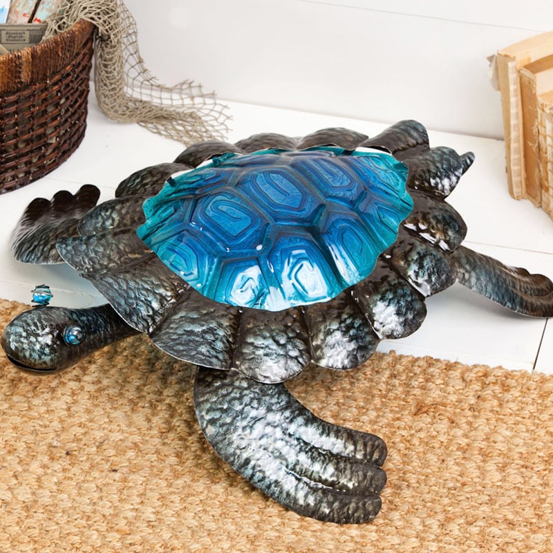 Metal and Glass Indoor/Outdoor Grande Turtle Sculpture,8su001