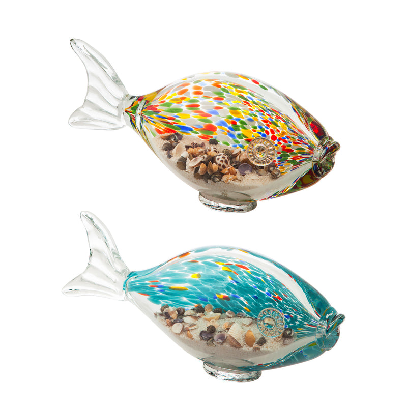 Glass Fish with Sand 2 Assorted,8tag267