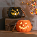 Haunted House 4.25" LED Ceramic Jack O'Lantern Pumpkin Table Décor in CDU
