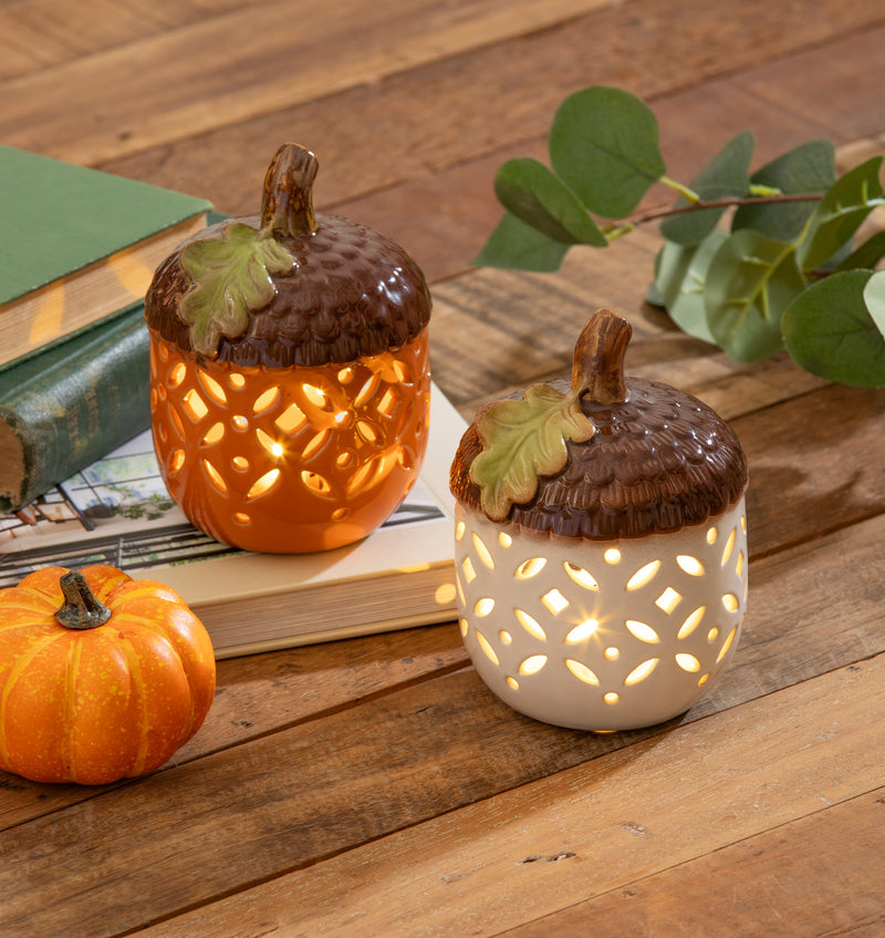 6" LED Ceramic Acorn Table Décor,8tal124