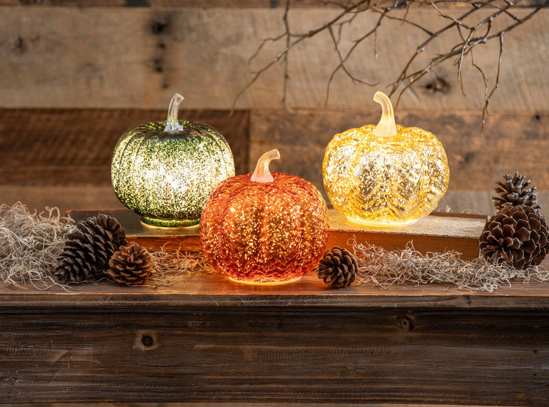 6" LED Glass Pumpkin Table Décor,8tal130