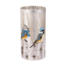 8" LED Hand Painted Lasercut Glass Table Decor with Birds on a Fence design,8tal135