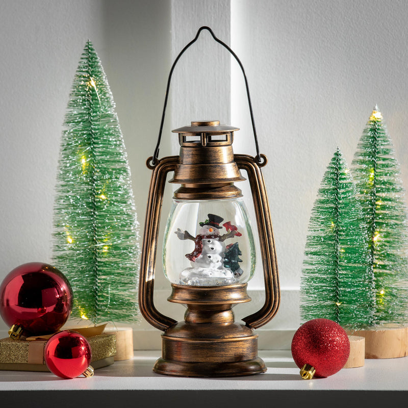 10" LED Spinning Wanter Lantern with Snowman,8tal206