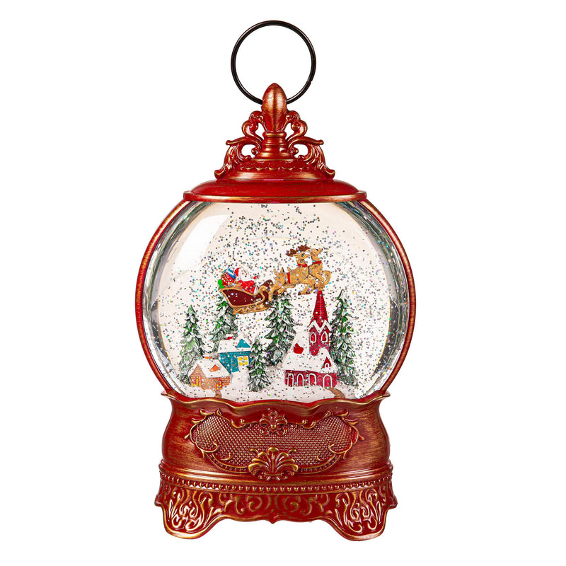 10.5" LED Antique Water Globe with Santa in Sleigh,8tal212