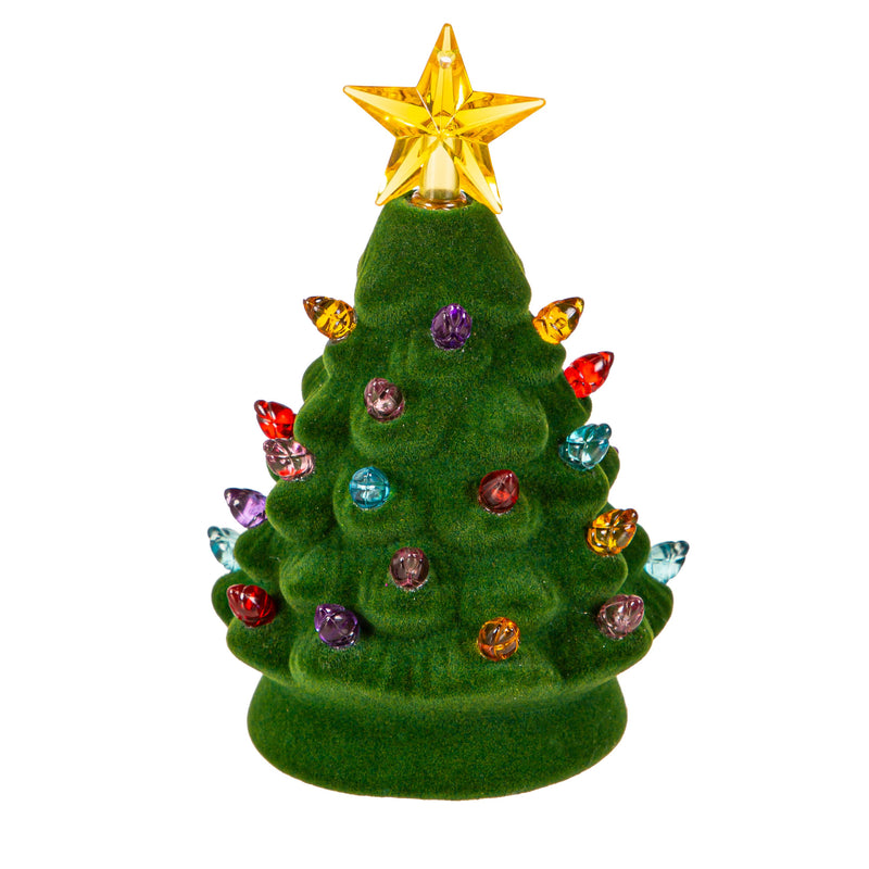 5" LED Flocked Ceramic Christmas Tree Table Décor,8tal225