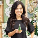 Shades of Emerald LED Table Decor Christmas Tree Bottle Brush Plastic, CDU, 5"H