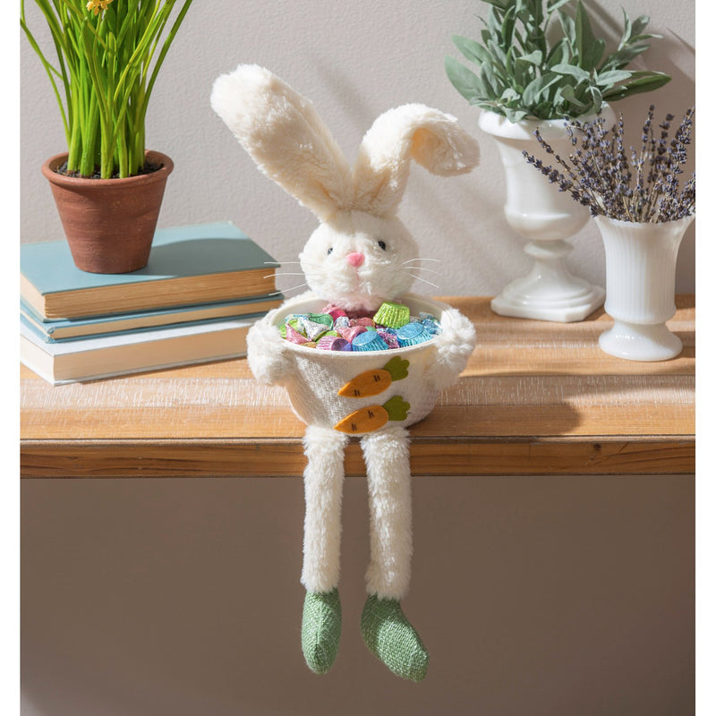 Fabric Bunny with Bowl Table Décor,8tan298