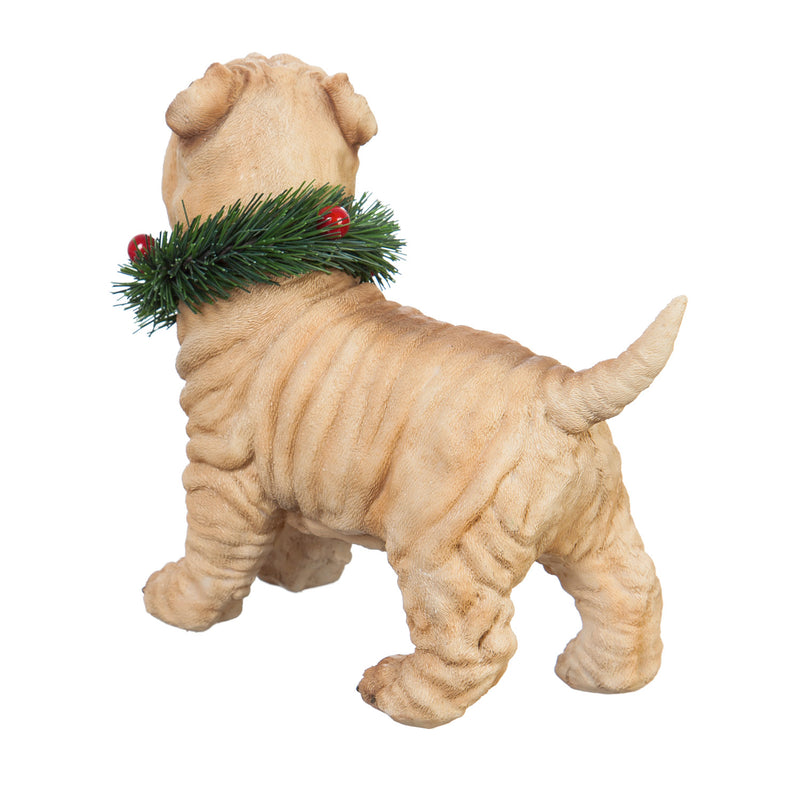 Polyresin Dog with Wreath Tabletop Décor, 5 Assorted,8tar390