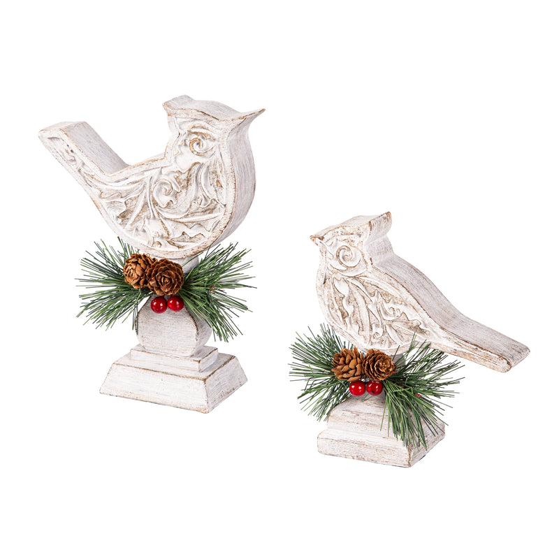 Resin Embossed Bird with Artificial Table Décor Set,8tar686